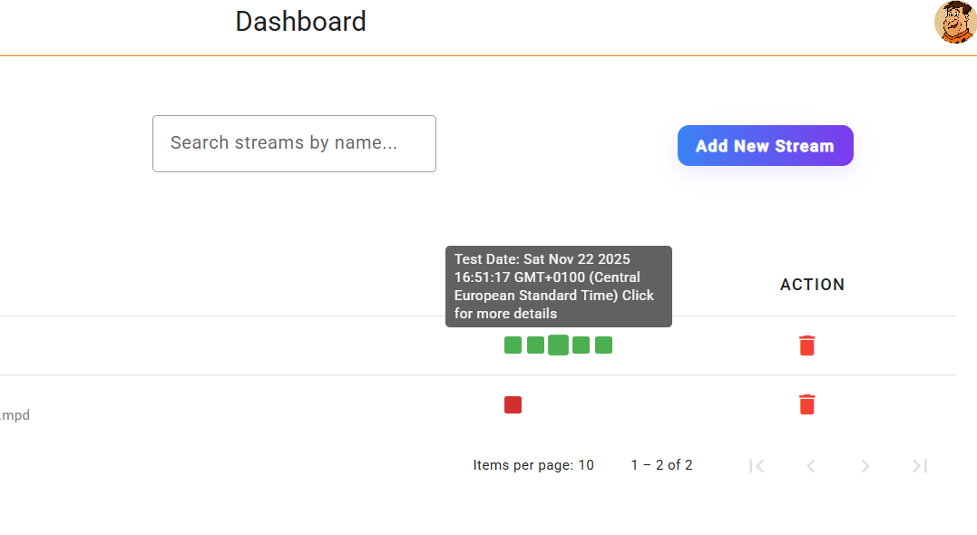 StreamPing : Live stream monitoring