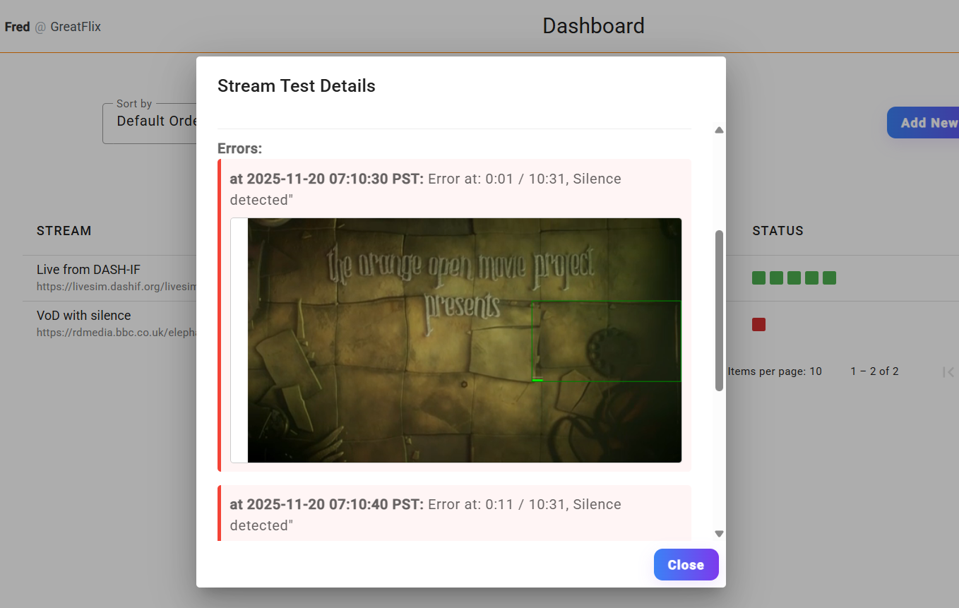 StreamPing : Silence detection